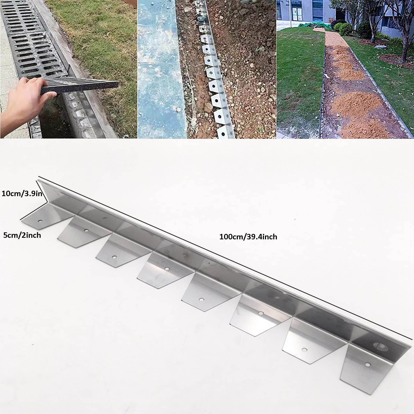 Wohnkult 10 bordi per prato, con chiodi a scelta, 45 mm/60 mm/80 mm, bordo per pavimentazione, bordo per aiuole (20 pezzi, altezza 4,5 cm, lunghezza 100 cm