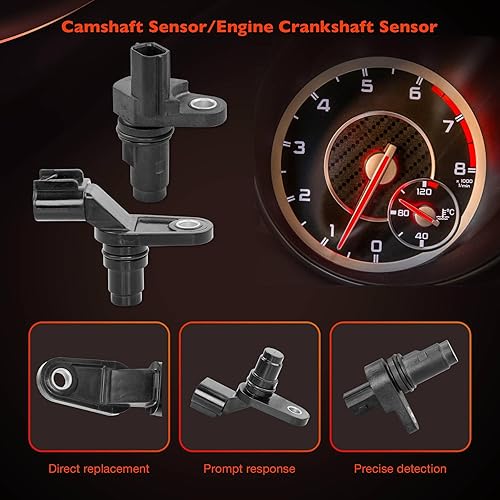 Miniatura 5 de Actuador de posición del árbol de levas de admisión y escape Kit de válvula solenoide VVT con sensor de motor del cigüeñal del árbol de levas -