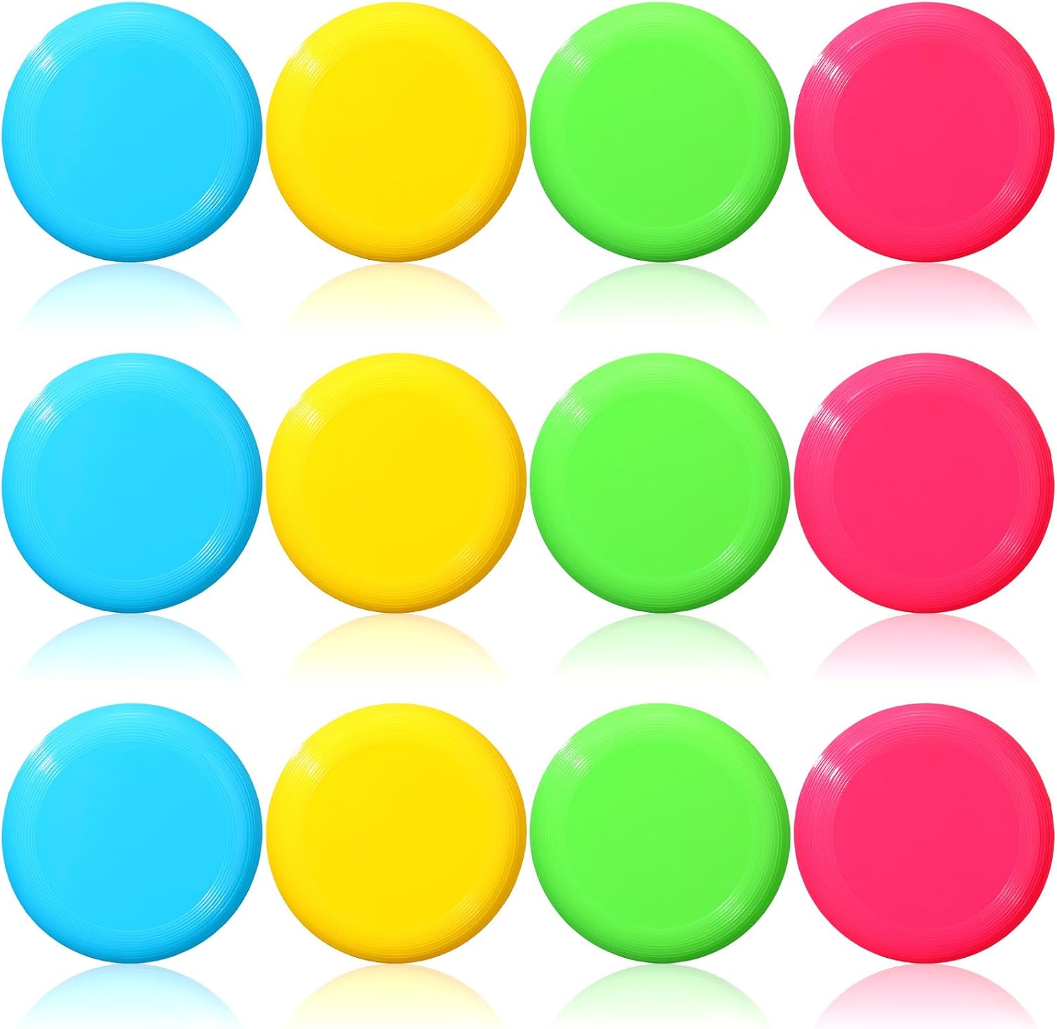 Hiboom Kids Flying Discs 3.4 Inch Mini Flying Disks Bulk Flyer Toy for Outdoor Pets Dog Yard Lawn Games Party Kindergarten Teaching Favors, 4 Colors