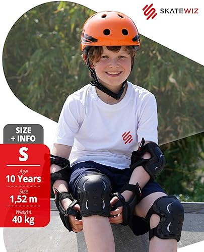 Miniatura 7 de SKATEWIZ Juego de rodilleras y coderas para niños y adultos con protectores de muñeca para patinaje sobre ruedas [6 piezas] - Equipo de protección