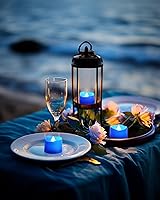 Vista 64 de Homemory - 24 velas de té negras, a pilas, duran más de 200 horas, sin llama, parpadeantes, falsas, eléctricas, LED, para Halloween, fiestas