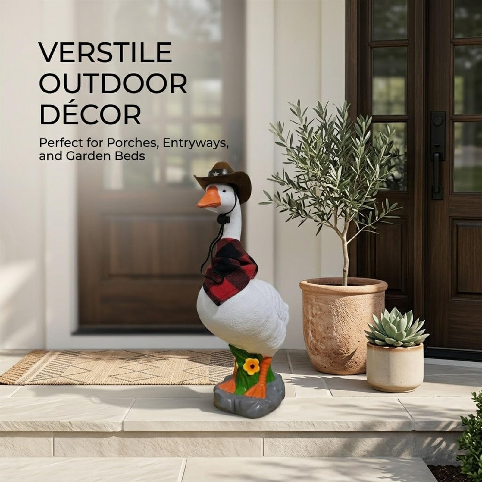 Generico Porch Goose Statua da Giardino a Forma di Oca in Resina - Grande Oca Decorativa da Esterno per Portico, Cortile e Patio - Scultura Resistente alle Intemperie
