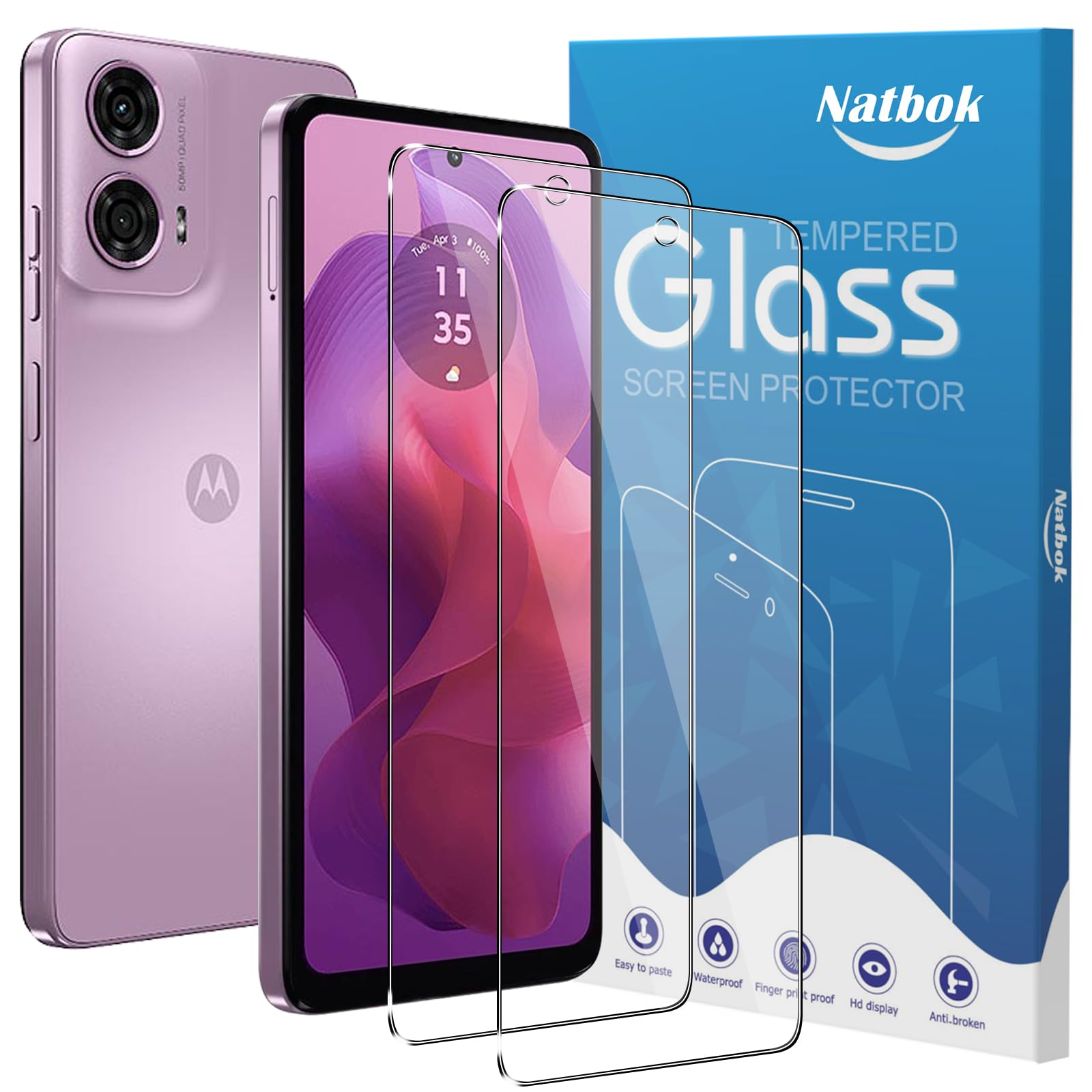 2 Pack Compatible with Moto E14/Moto G24/G24 Power/G04/G04s/E 14 Screen Protector,Full Coverage 9H Tempered Glass Film,HD Clear Scratch Resistant,Bubble-Free for Moto G24 Power Screen ProtectorClimatePartner certified