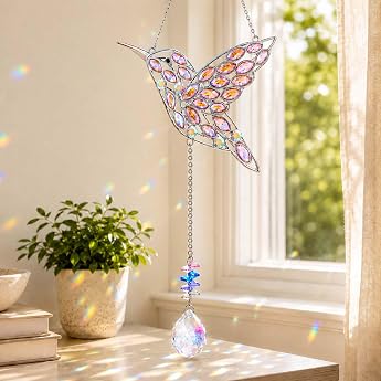 Hummingbird Suncatcher Rhinestone Crystal Suncatcher Hanging Ornament Window Decoration for Indoor Outdoor Home Garden Party Decoration