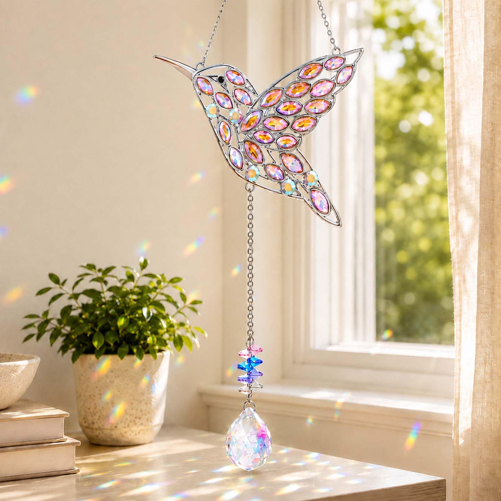 Attrape-soleil cristal colibri : décoration lumineuse pour fenêtres et fêtes