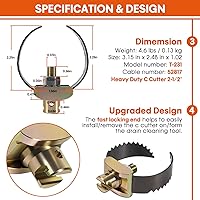 Vista 4 de 52817 T-231 - Herramienta de limpieza de drenaje de acoplamiento de cable C resistente de 2-1/2 pulgadas, se adapta a cables seccionales C-4 C-6 C-7