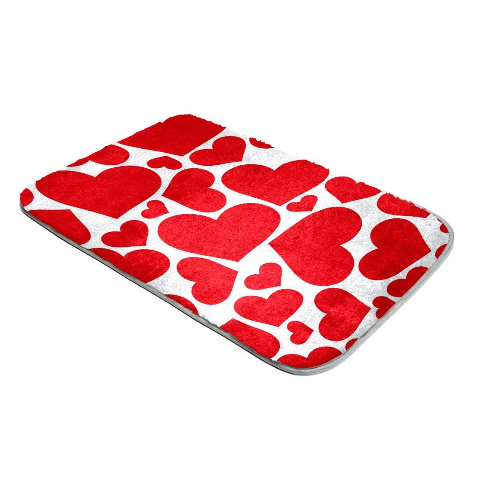 Tapis poils longs fausse fourrure haut de gamme blanche et motif cœur rouge
