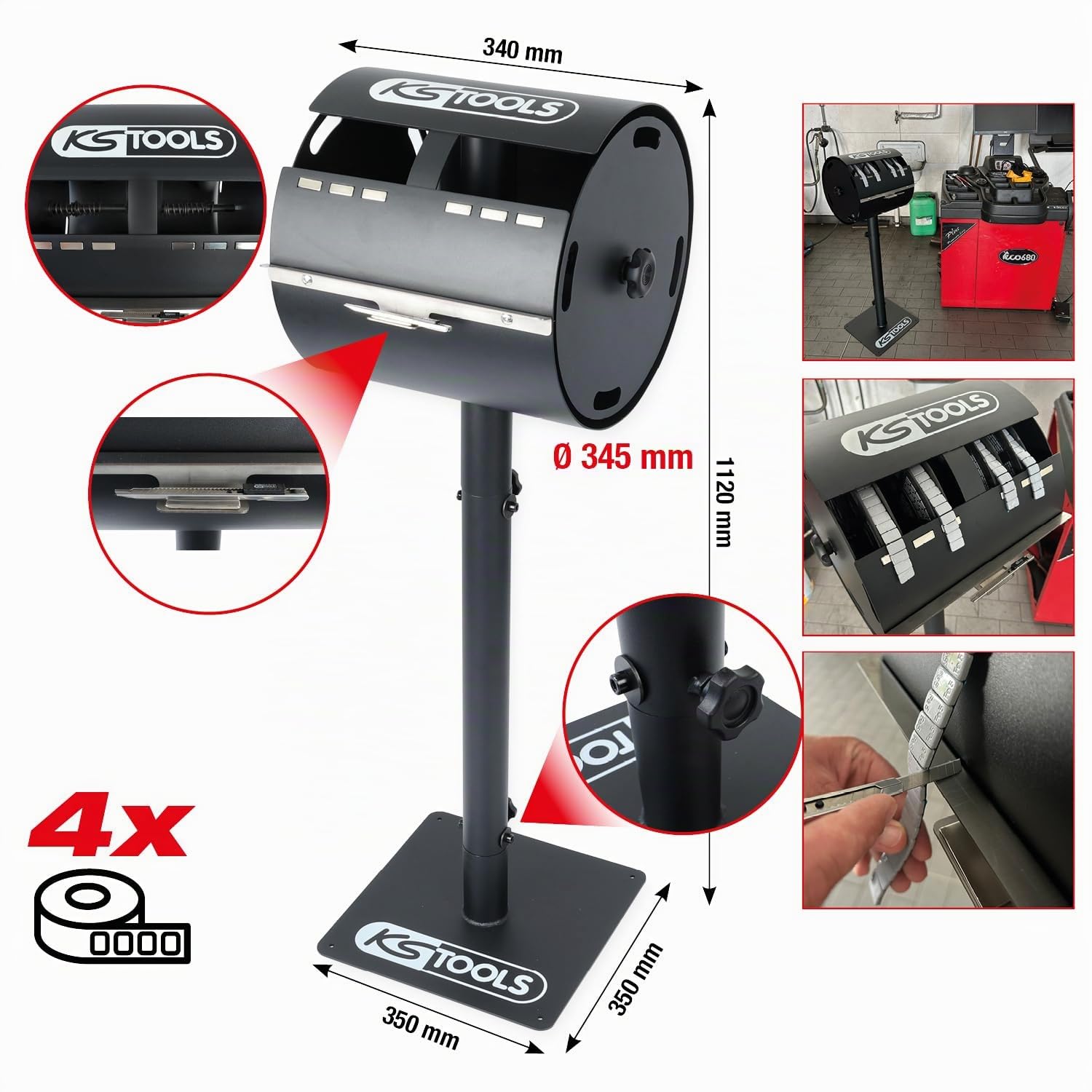 KS Tools 800.0105 Halter für Klebegewichterollen mit Standfuß