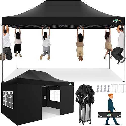 Miniatura 18 de COBIZI Tienda de campaña emergente portátil de 10 x 10 pies con 4 paredes laterales, toldo comercial resistente UPF 50+, toldo impermeable para todo