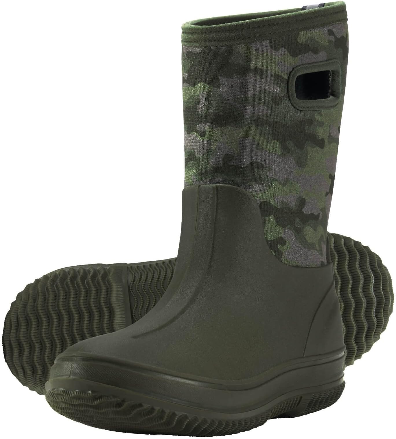 Kids Rain Boots for Boys Girls, Waterproof Insulated Rubber Neoprene Boots, Seamless Outdoor Boot with Handles Rainboots All Weather Mud Boots for Rain Water Snow and Winter (Little Kid/Big Kid)