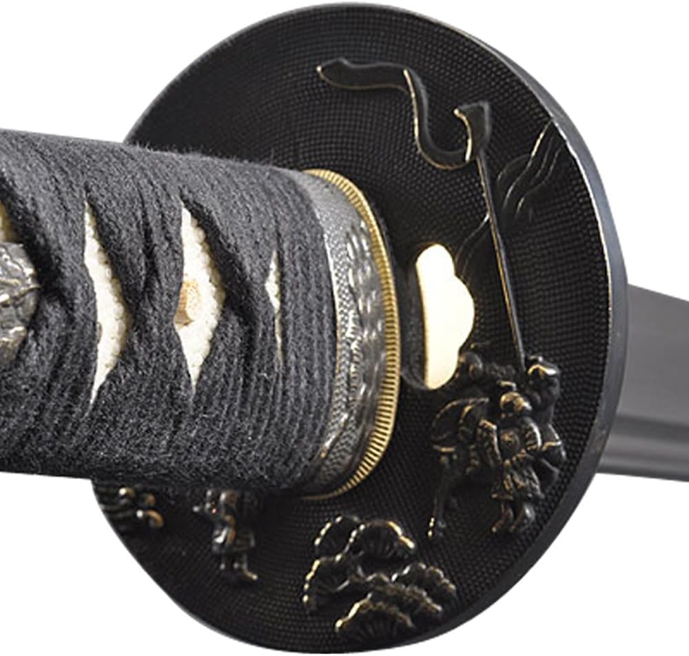 Handmade Sword - Battal Ready Samurai Katana Sword, Fully Hand Forged, 1045 Carbon Steel, Clay Tempered, Full Tang, Sharp, Red Scabbard with Black Dots, Certificate