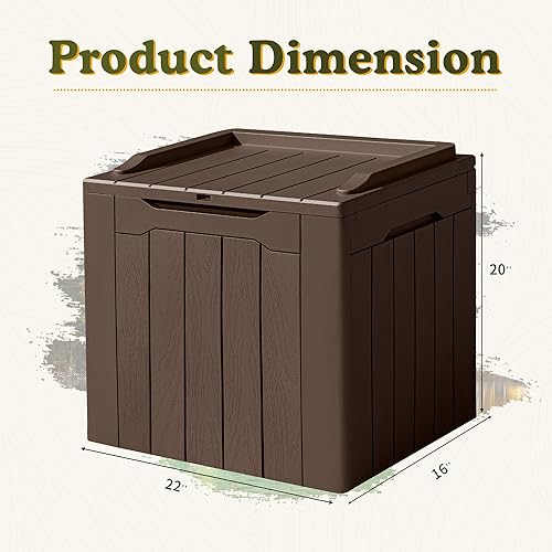 Vista 62 de Devoko Caja de resina de 120 galones, impermeable, para interiores y exteriores, contenedor de almacenamiento grande con cerradura para muebles