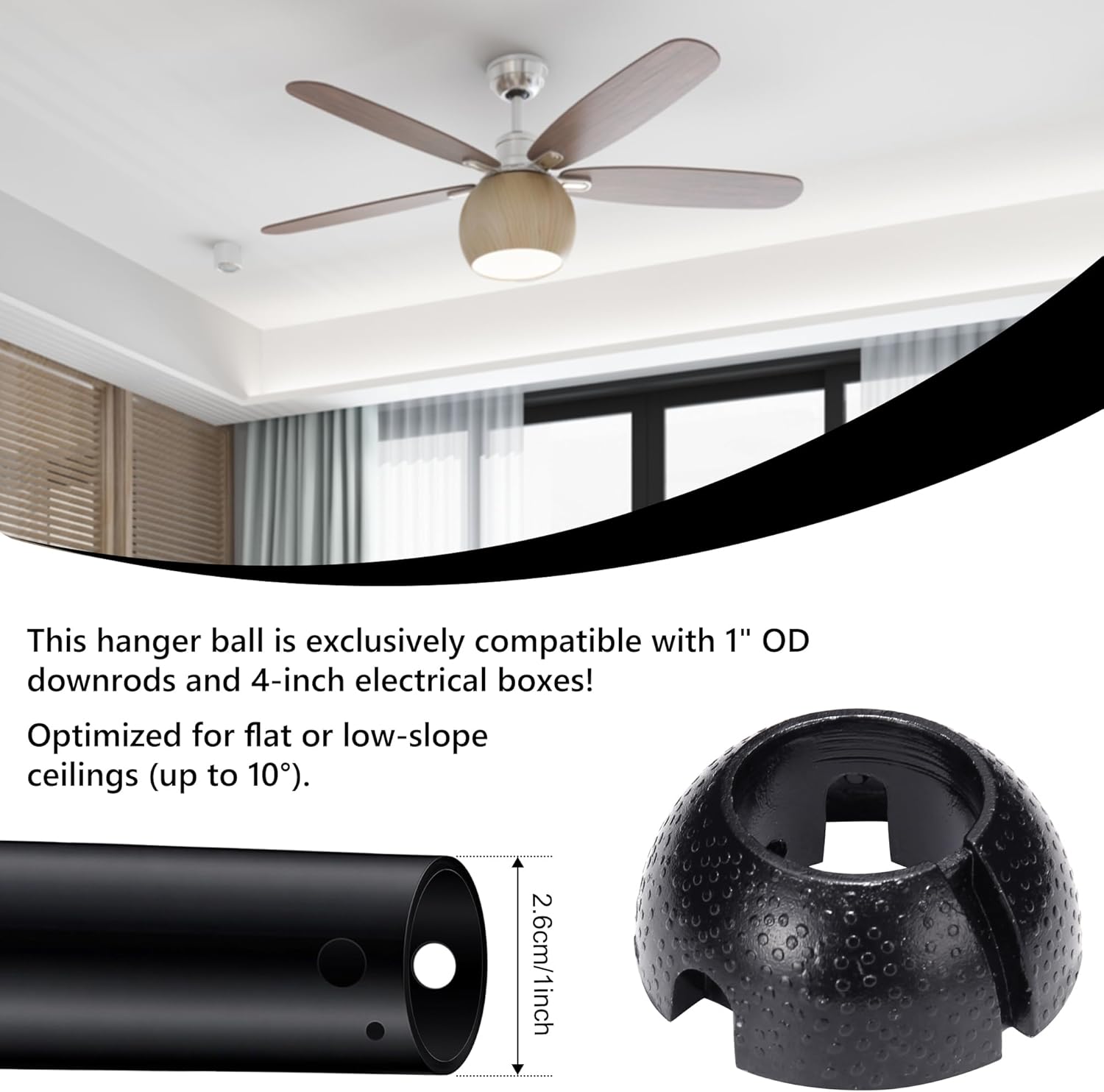 Ceiling Fan Mounting Bracket, Ceiling Canopy Fan Balancing Adapter Kit for Living Room, Outside Patio, Porch
