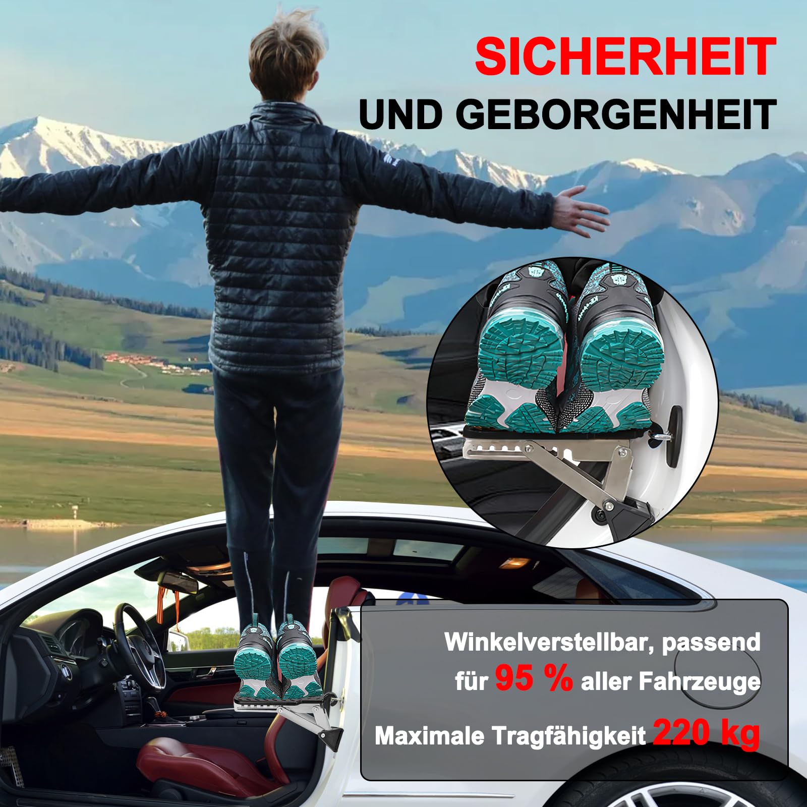 DiBaiHuiHomer Marchepied Pliable Pour Voiture Pédale Porte Voiture Pliable Alliage D'aluminium