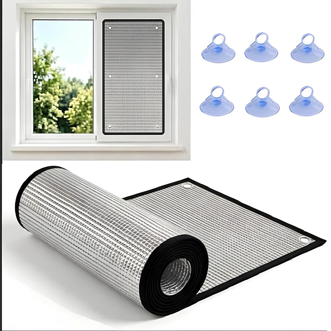 30 40 45 50 60 65 70 80cm Aluminisierte Wärmeisolierung Isolierfolie Für Fenster Verdunkelungs Folie Mit Saugnapf Wiederverwendbar Für Dachfenster Mieter Altbau(100x205cm)