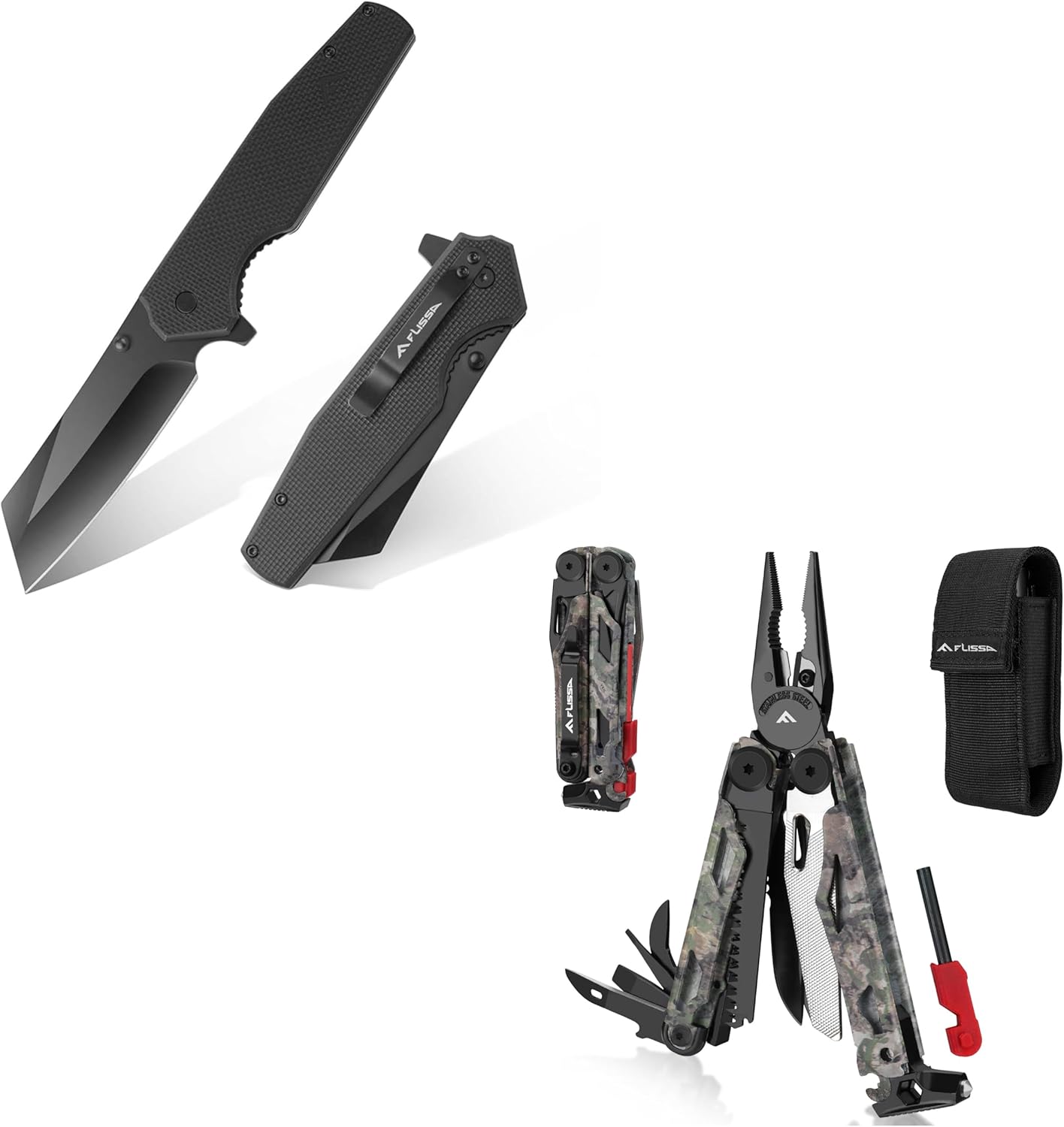 FLISSA Folding Knife & 18 in 1 Camo Multitool Pliers