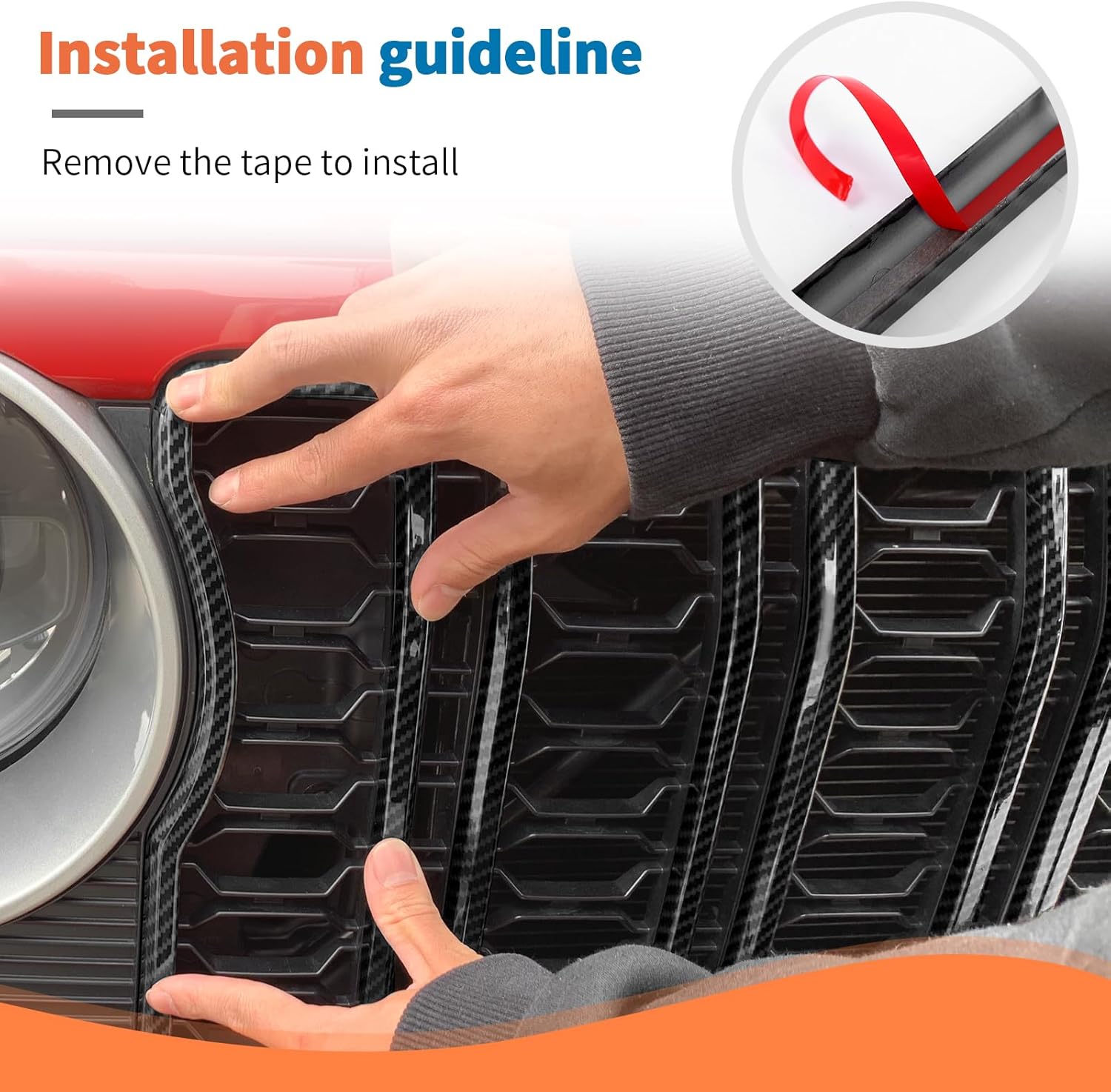 JeCar 9pcs Carbon Fiber Grill Inserts Headlight Covers Trim Kit for 2024 2025+ Jeep Wrangler JL JLU Gladiator JT