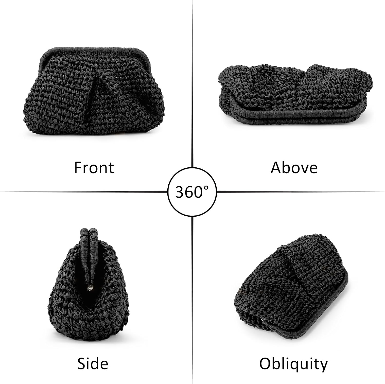 Emprier Straw Clutch Purses for Women Cloud Dumpling Pouch Straw Crossbody Shoulder Handbag Summer Beach Woven Bag - Image 2