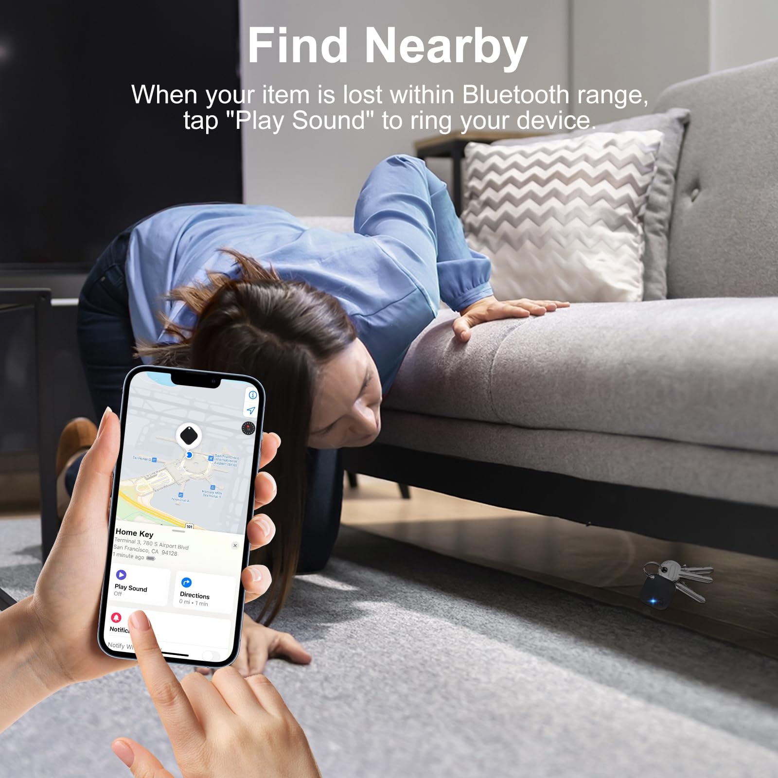 Tag tracker Bluetooth, confezione da 4, funziona con Apple Find My (solo iOS, non per Android), trova oggetti per chiavi, zaino, valigia, portafoglio, bagagli