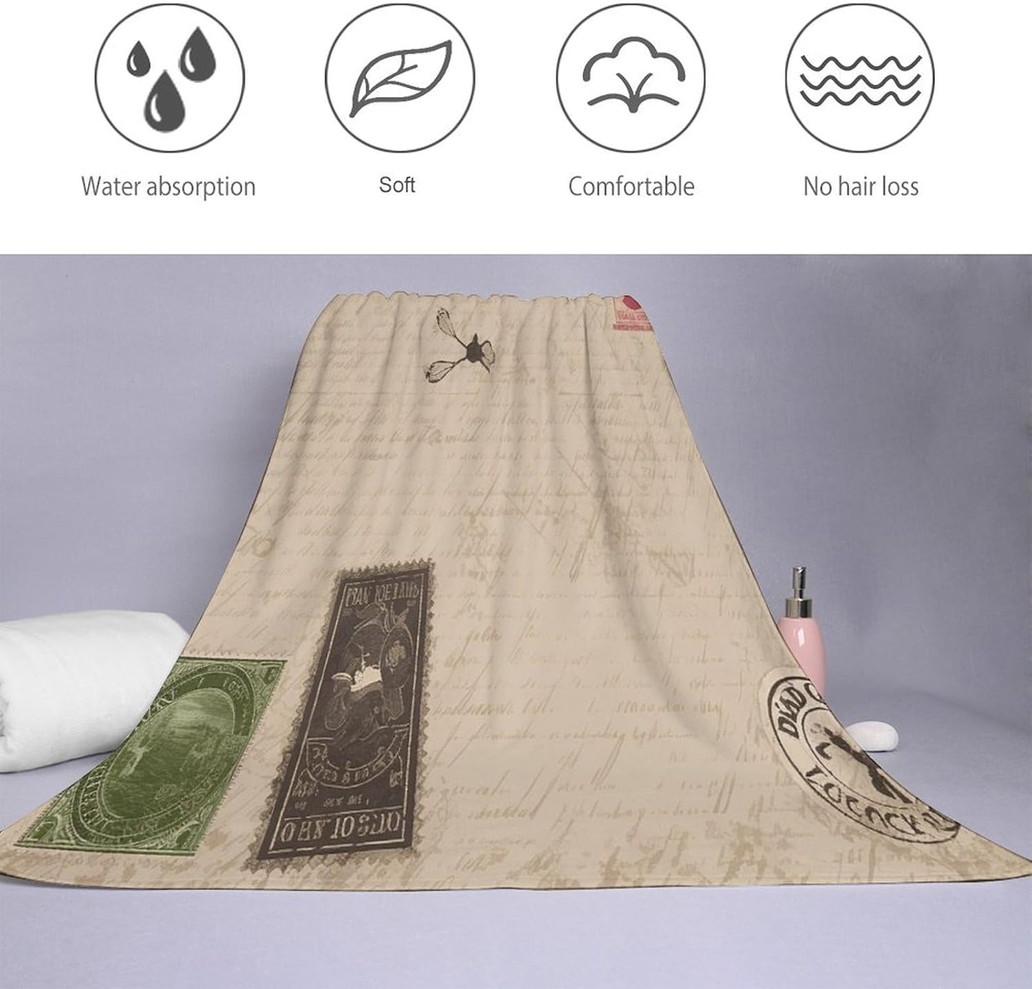Old Fashioned Mail Towel Vacation Accessories Essentials Soft Lighterweight，Bath Towel for Adults Women Men，Bath Towels Gift for All Occasions, Machine Washable.