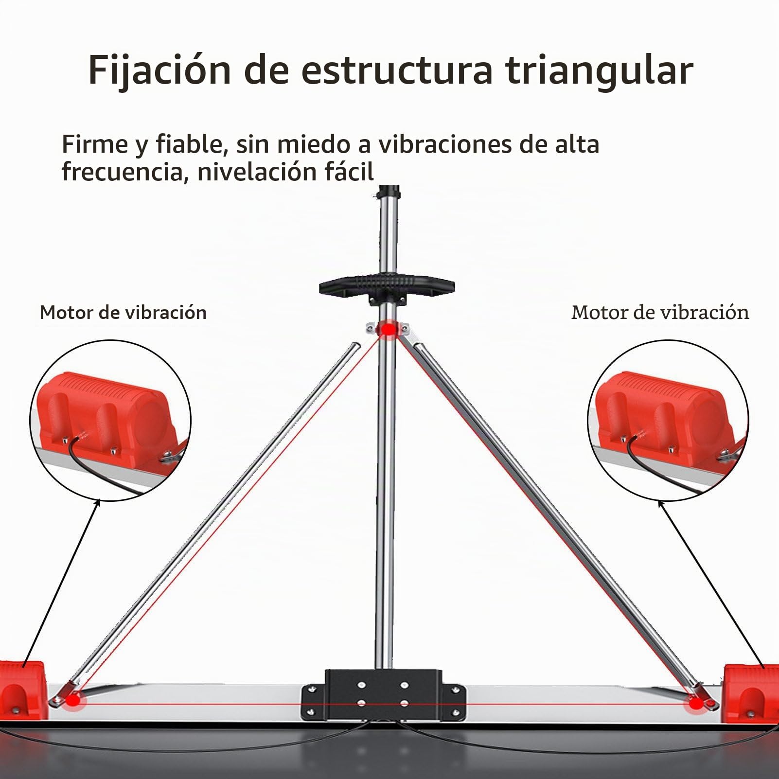 Herramienta Vibra para Acabado de Hormigón con Regla Eléctrica, Kits de Regla sin Cable, Vibración de Doble Frecuencia, para Construcciones Viales 2*Battery-2M