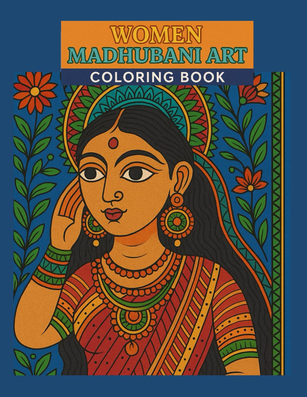 Women Madhubani art coloring book (Madhubani coloring art)