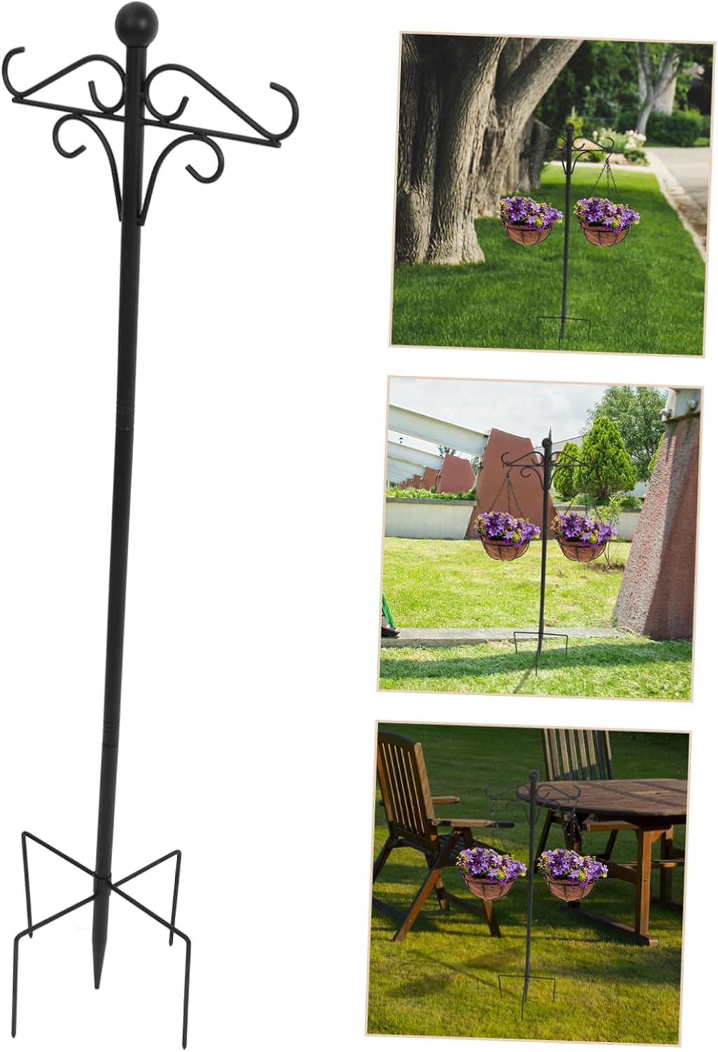 Shepherd Hook Outdoor Hanging Plant Bracket Small Shepherd Hooks for Garden 46 Tall Flat Base
