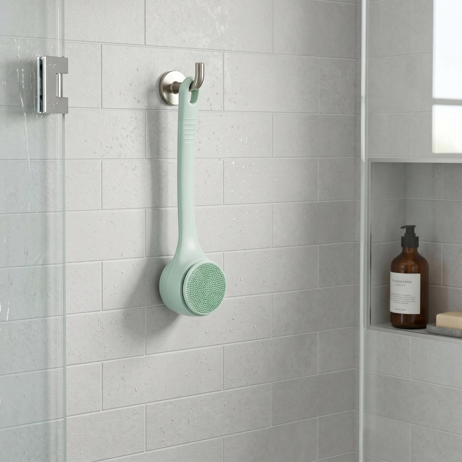 Elektrische Rückenbürste Wasserdicht Automatische Duschbürste mit 4 Bürstenköpfen für Ganzkörper Peeling Massage