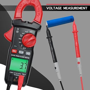 Clamp Meter Multimeter AC/DC Current with Temp Clamp Probe, NCV Non-Contact Voltage Tester with Auto-ranging 6000 Counts, Frequency, Resistance, Capacitance, Test for HVAC, Automotive, Electrical