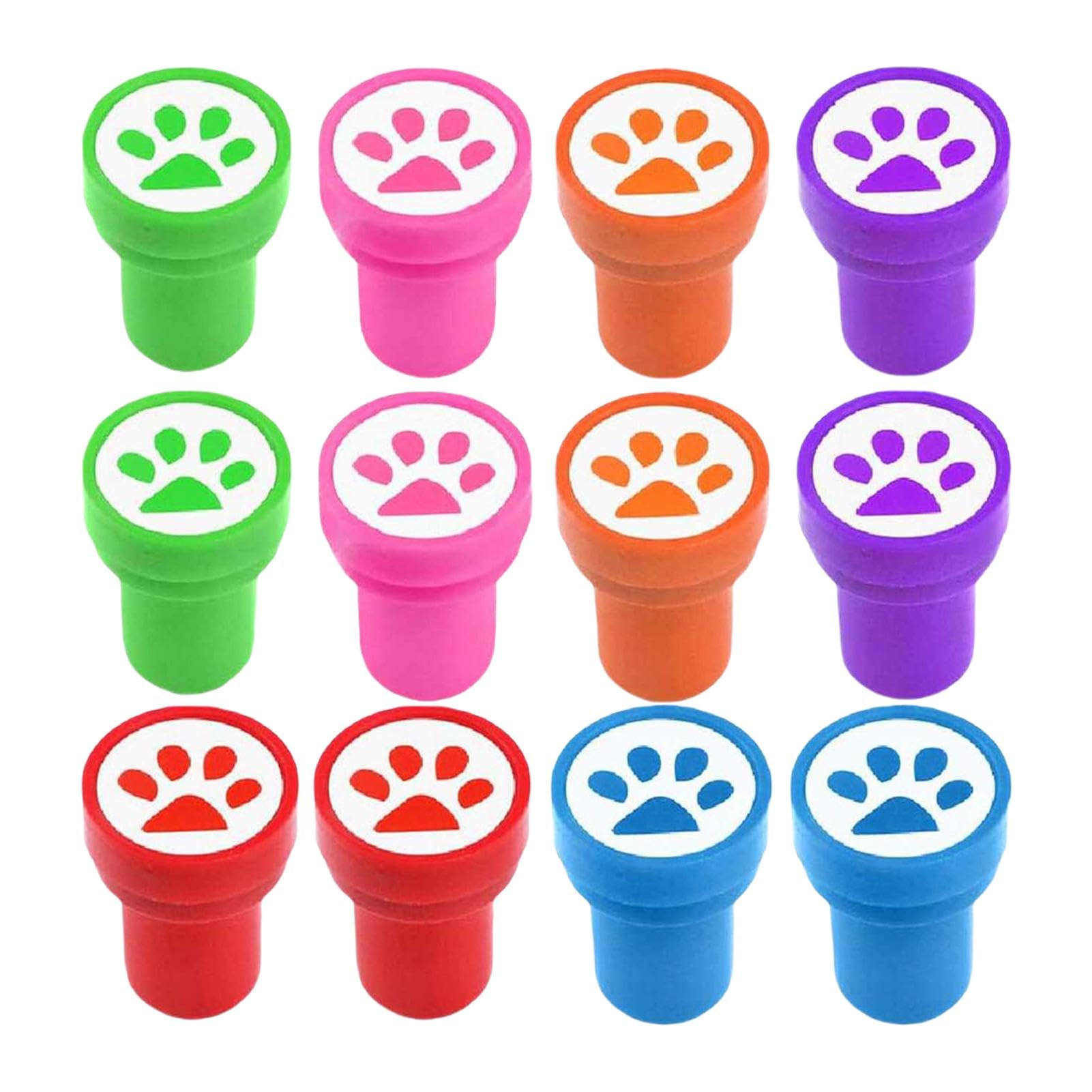 Small Stamps For Teachers, Novelty Dog Paw Print Stamp Set, 12x Fun Classroom Seals, Cute & Motivational Stationery For Grading, Rewards & Learning Activities 1.38x0.98 Inches