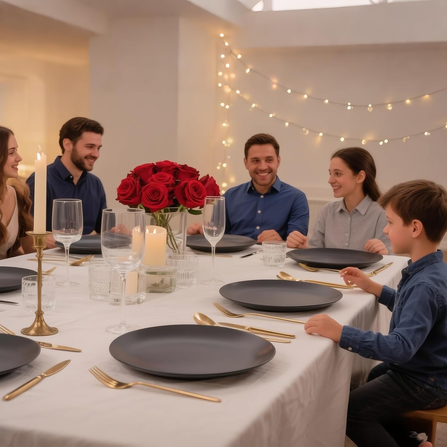 EI enjonirinjonir 80pcs Black Dessert Plates 7.5inch,Disposable Matte Plastic Plate Frosted Small Black Dessert/Cake/Appetizer Plastic Plates Disposable Heavy Duty for Party or Wedding Serve 80 Guest