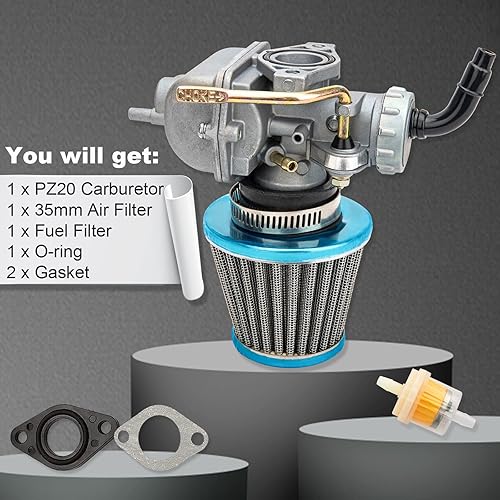 Miniatura 7 de Carburador PZ20 para Taotao NST SunL Kazuma Baja 50cc 70cc 90cc 110cc 125cc Carburador ATV Go karts ciclomotor Scooter 4 tiempos motor 4 ruedas, 110