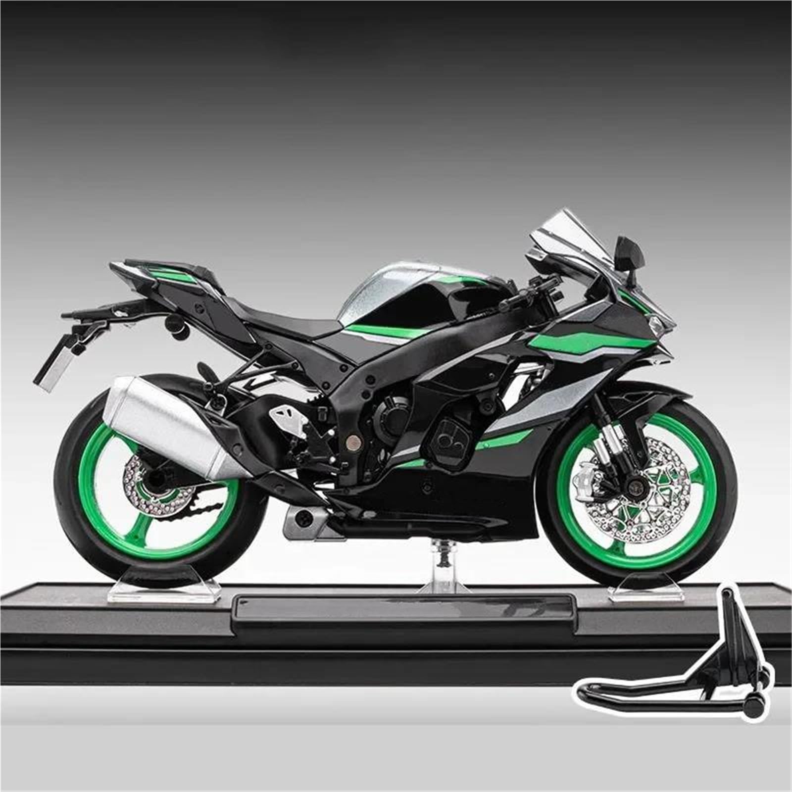 Modello in Scala Modellino di Moto da Corsa in Lega 1:12, Pressofuso in Metallo, Modello Sportiva Strada, Giocattolo con Suoni E Luci, Regalo per Kawasaki per Ninja ZX-10R(Grey)
