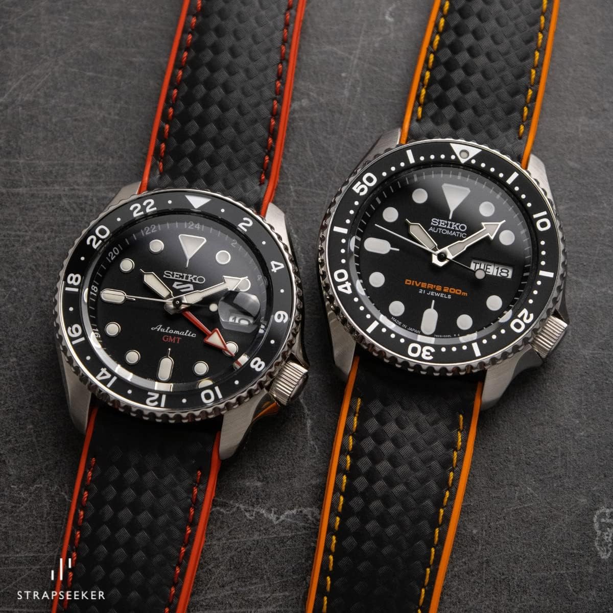 Premium Hybrid Leather & FKM Rubber Ezra Watch Straps- Performance Replacement Watch Bands for Sports- Watch Strap for Men & Women- Colors: White, Black, Blue, Orange, & Red- Sizes: 20mm 22mm 24mm