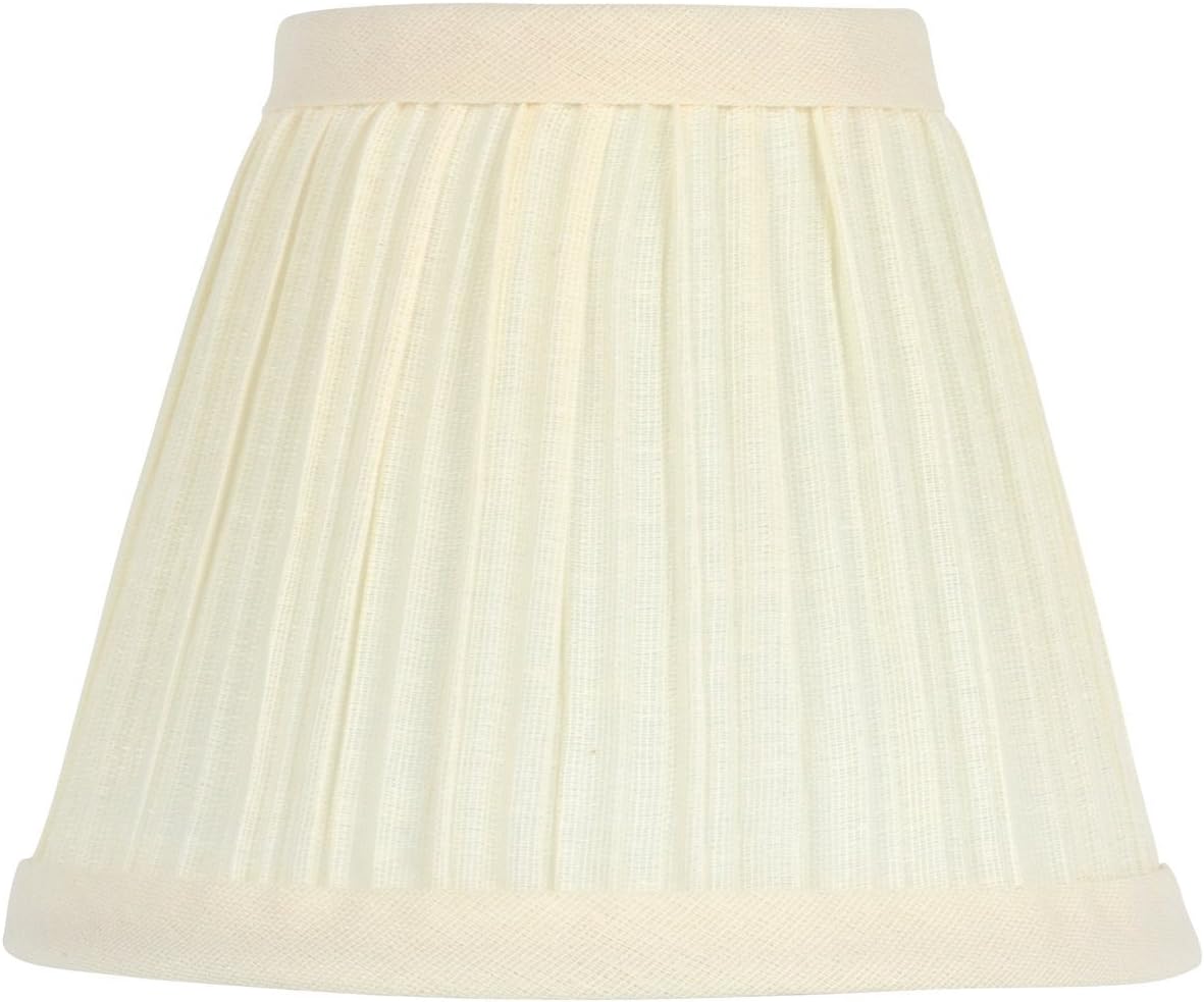 Upgradelights 5 Inch Clip On Mushroom Pleated Retro Drum Chandelier Lamp Shades in Eggshell (Set of 2). 3x5x4