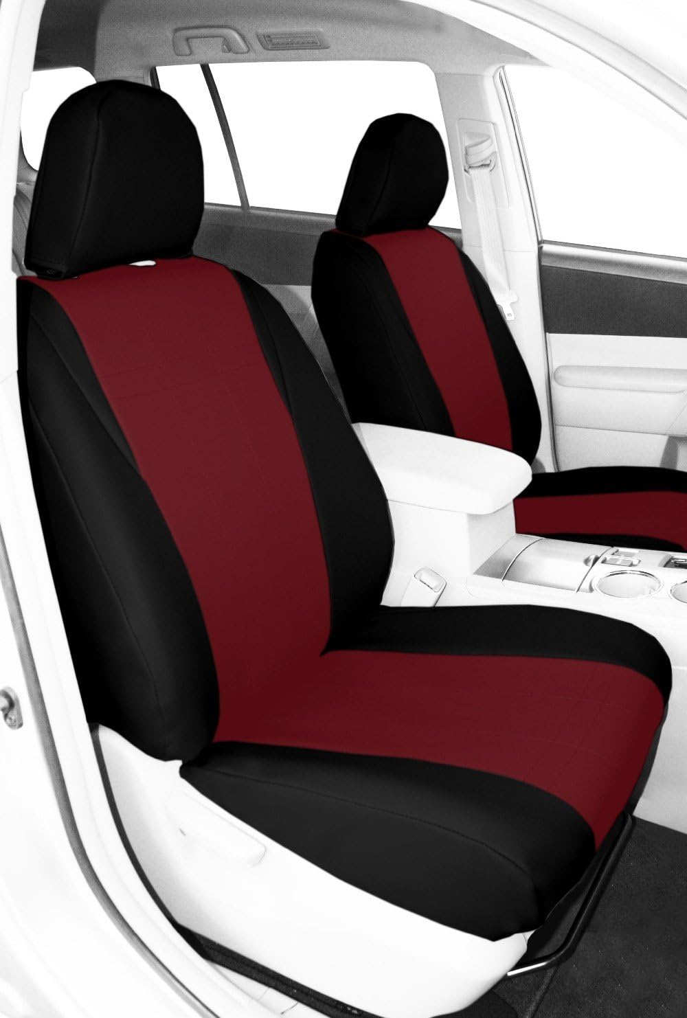 CalTrend Front Buckets Seats, Faux Leather Seat Covers for 2012-2015 Honda Civic Red Red Insert with Black Trim