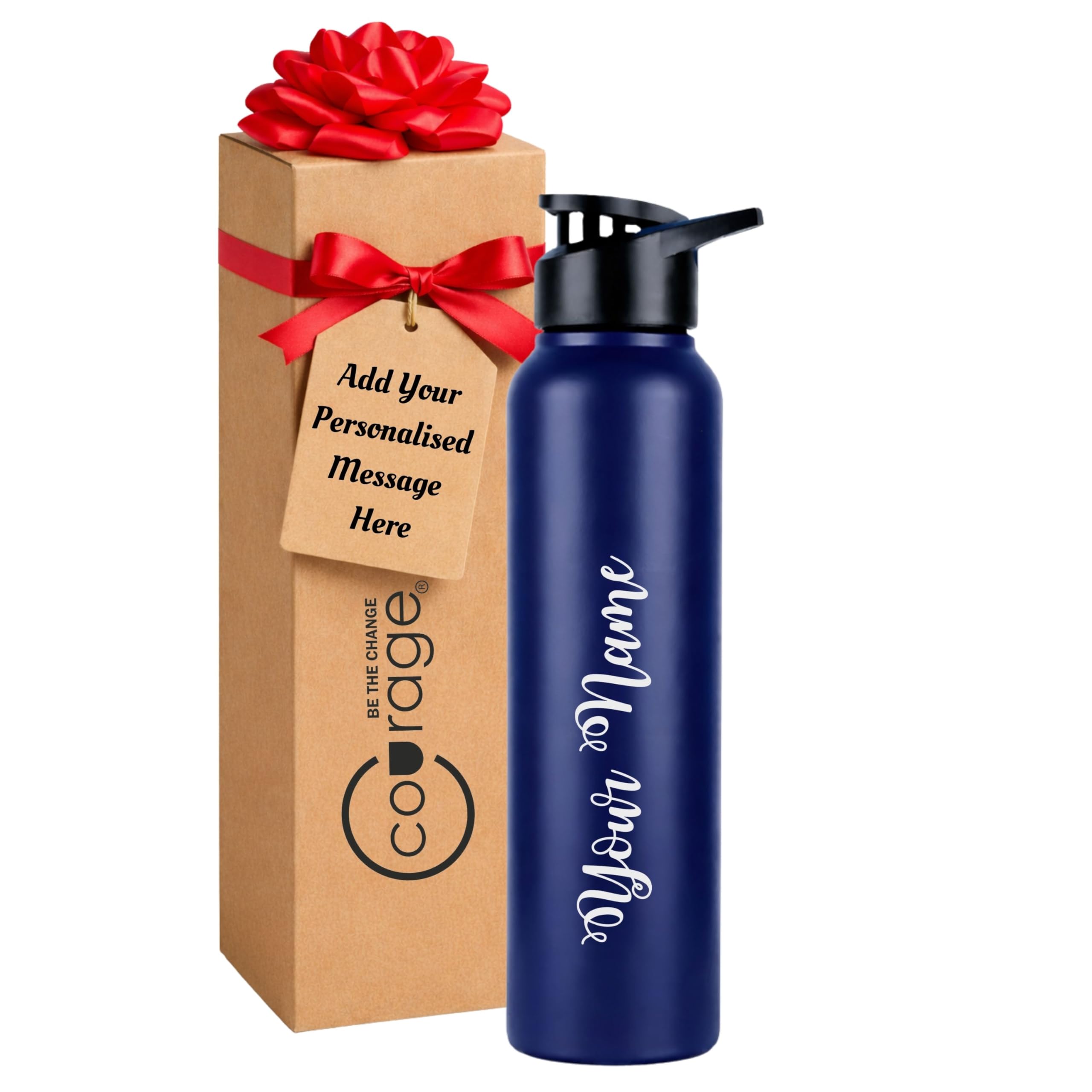 COURAGE Stainless Steel Customize Sipper Water Bottle 1Liter Leak Proof for Fridge Home Office Travel School Kids Boys Girls Adults Sports Gym Yoga - Black — Amazon image 11