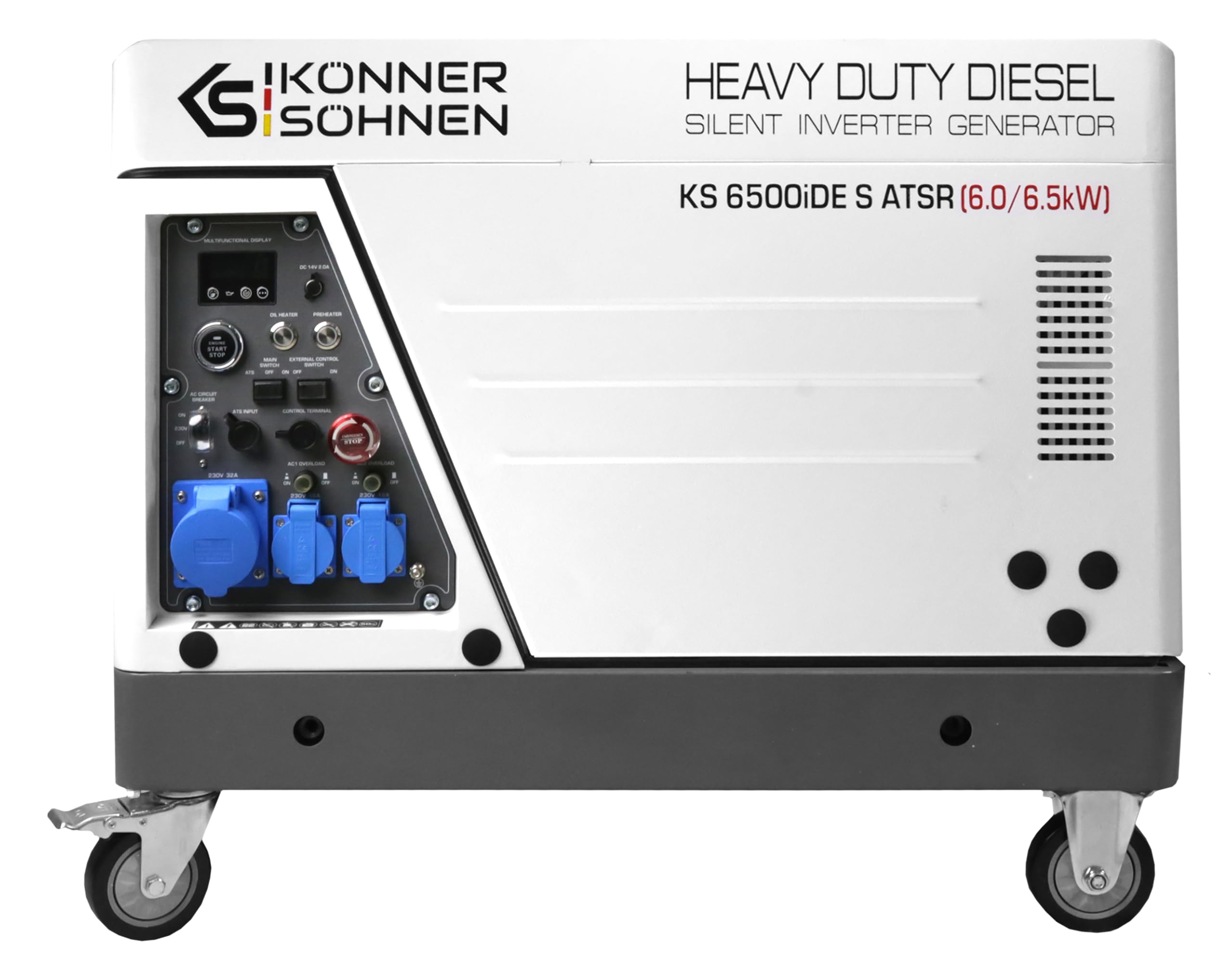 K&S Könner&Söhnen KS 6500iDE S ATSR Diesel Inverter Generator 6,5 kW, stromgenerator mit Schallschutzgehäuse, inverter notstromaggregat mit Elektrostart, ATS-Anschlussmöglichkeit und Vorheizfunktion