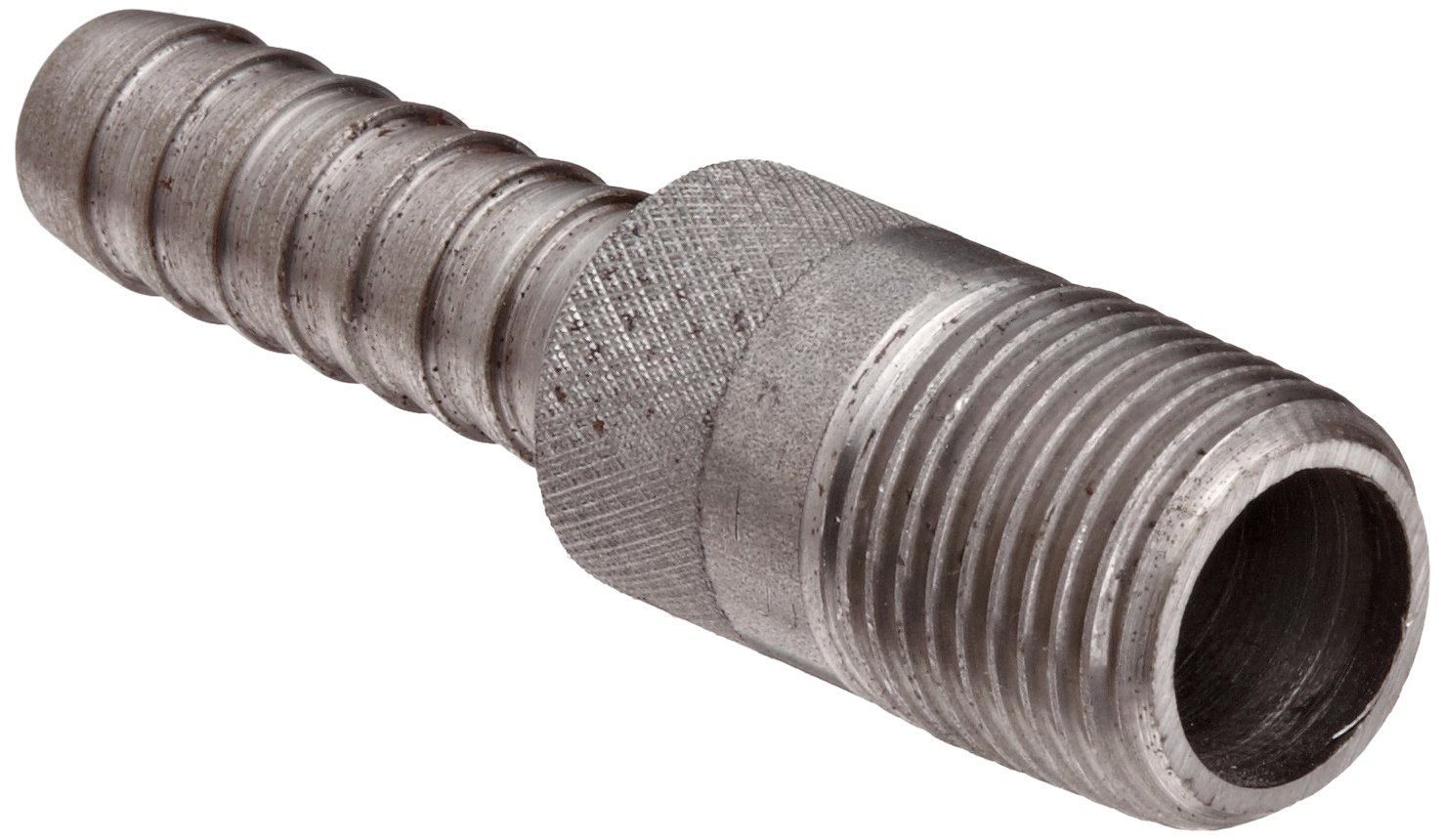 Dixon ST20 Unplated Steel Hose Fitting, King Combination Nipple Threaded End with Knurled Wrench Grip, 1-1/2"-11-1/2 NPT Male x 1-1/2" Hose ID Barbed