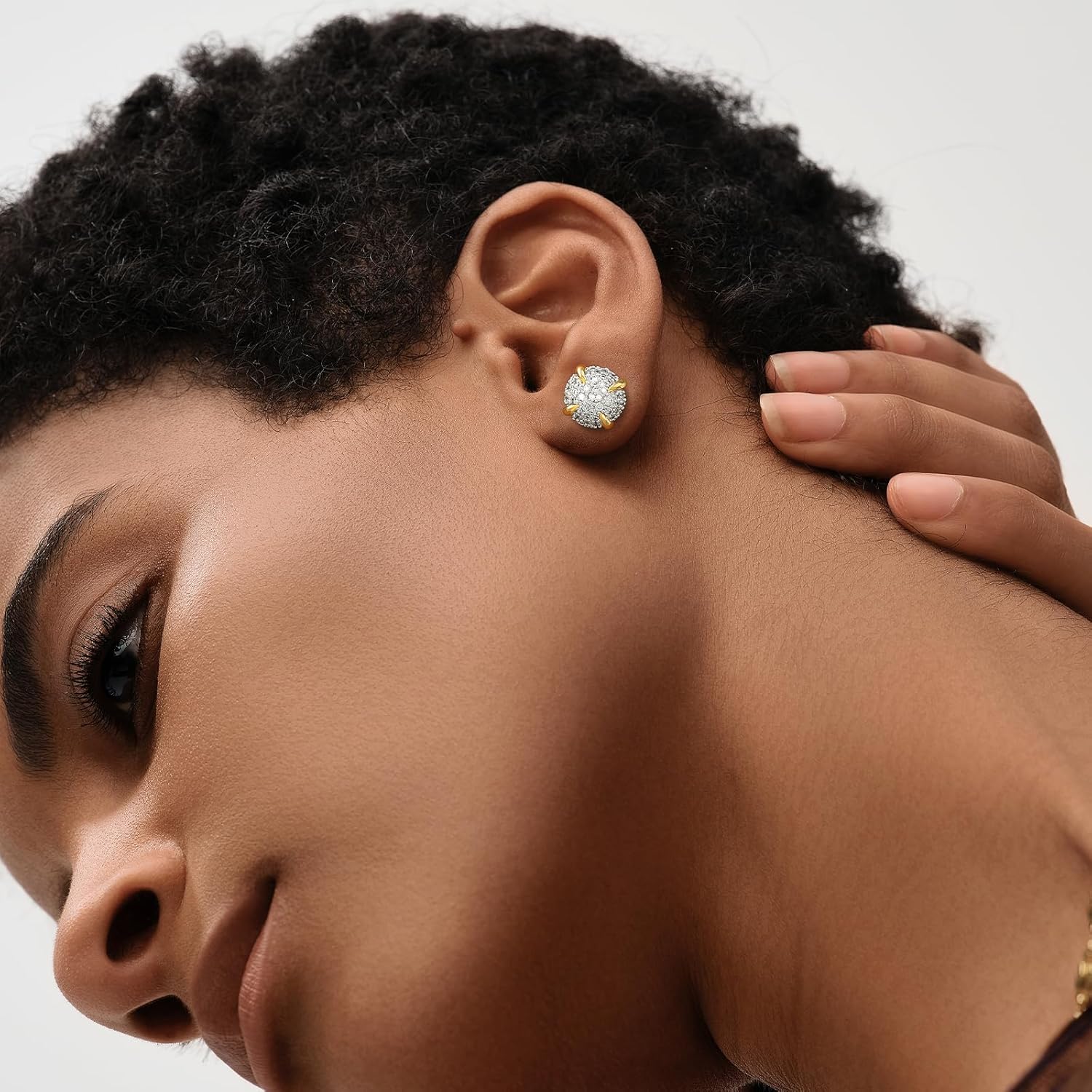 Gold Cubic Zirconia Studs for Women - 18k Gold Tiny CZ Triangle Earrings - Hypoallergenic Handmade Everyday Wear - Image 3