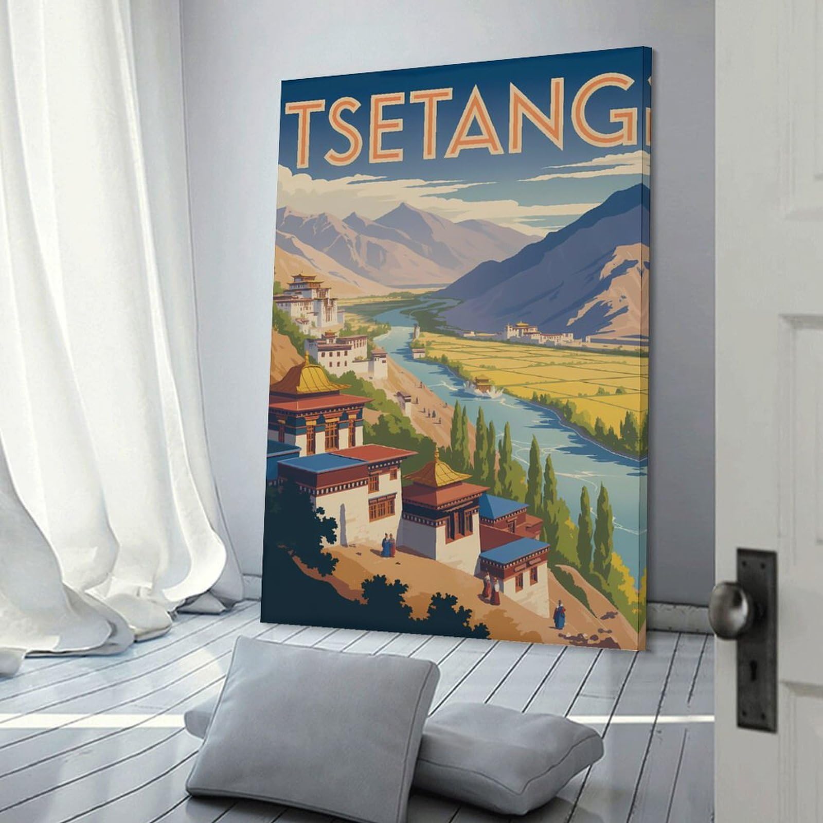 Junmoney Tsetang Travel Wall Picture Print 24x36inch(60x90cm), for Picture Wall Styling in Lounge Or Bedroom, Ideal for Building A Coordinated Art Wall
