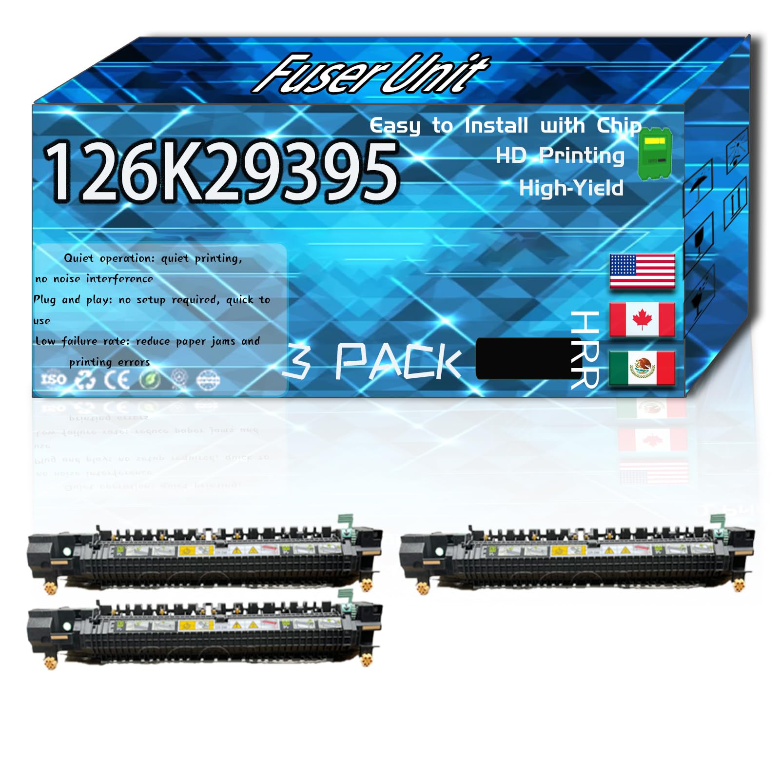 Compatible for Xerox 126K29395 (120V) Replacement Fuser Unit Used with WorkCentre 5325 5330 5335 Printers, High Production Multiple Options (3 Pack Black)