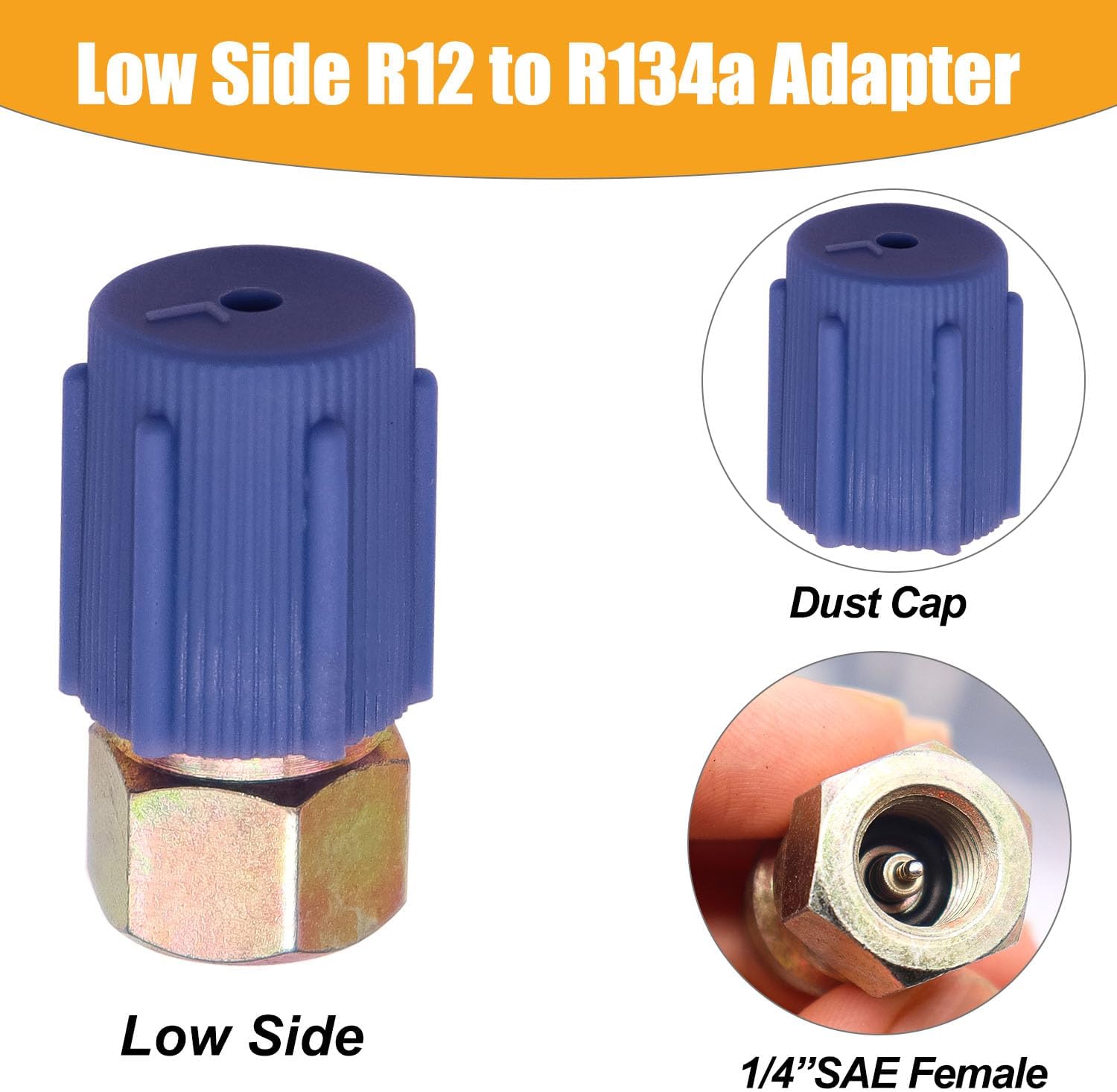 Taiss 11PCS R12 to R134A Conversion Kit,R12 R22 to R134A High/Low Fittings Port with 1/4’’to 7/16"-20 UNF Connection,AC Retrofit Fitting Adapter Kit for AC Air Conditioner Refrigerant System