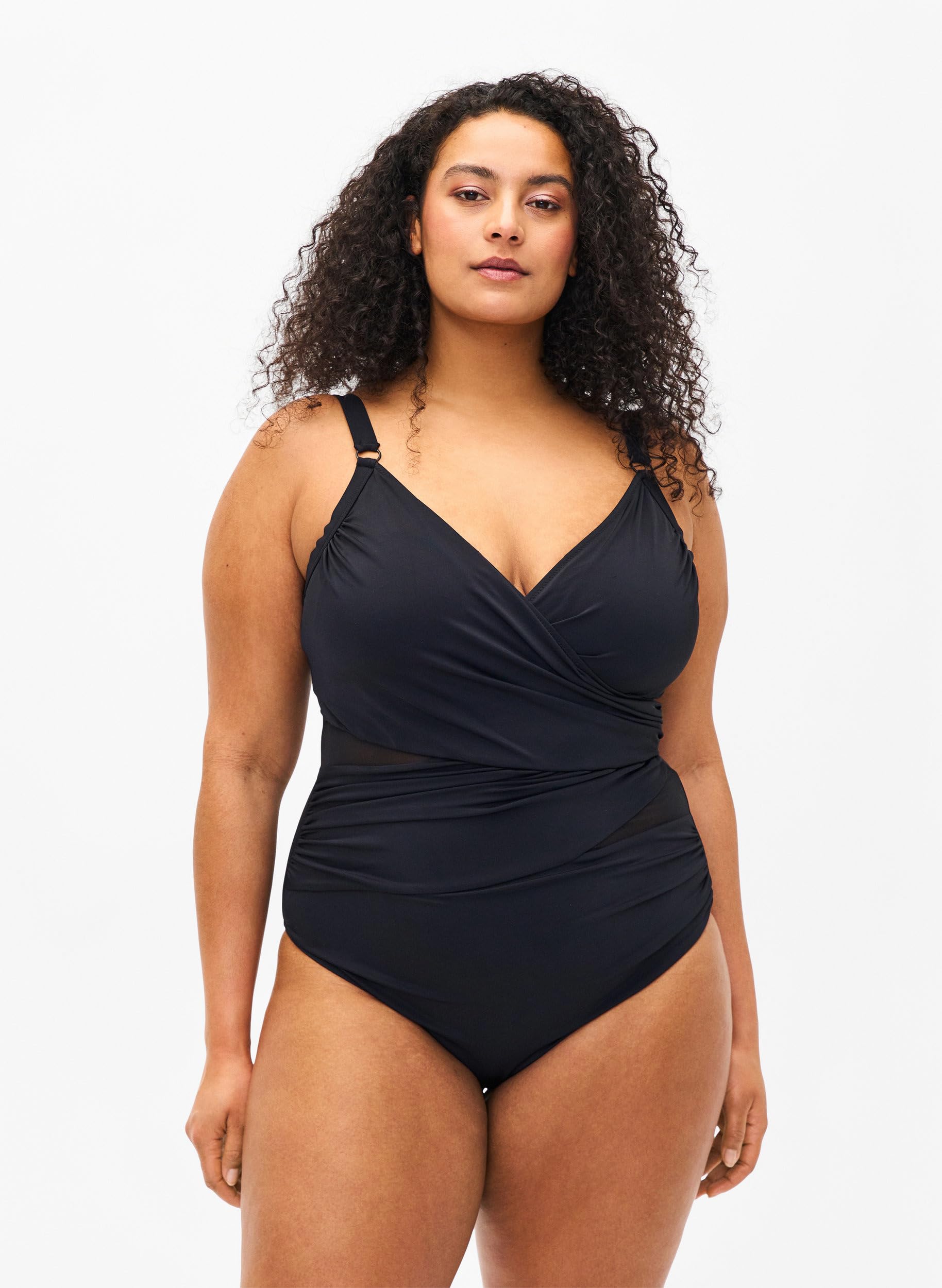 Zizzi Swim by Damen Große Größen Badeanzug mit Wickeleffekt Gr 42-56