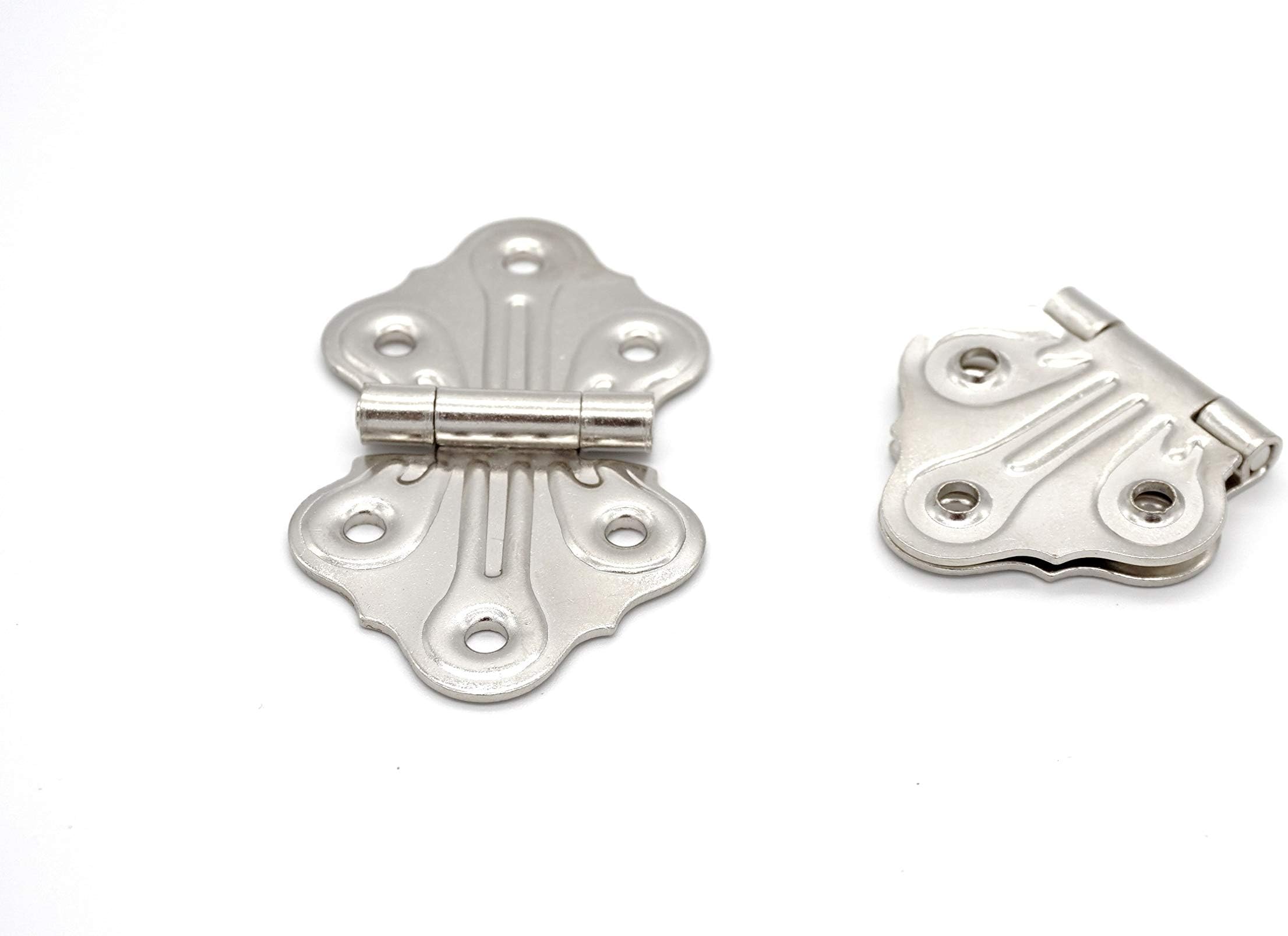 Restore Hardware Polished Nickel Butterfly Hinge Flush Mount 2 Hinges Steel Antique Reproduction Comes with Matching Finish Screws