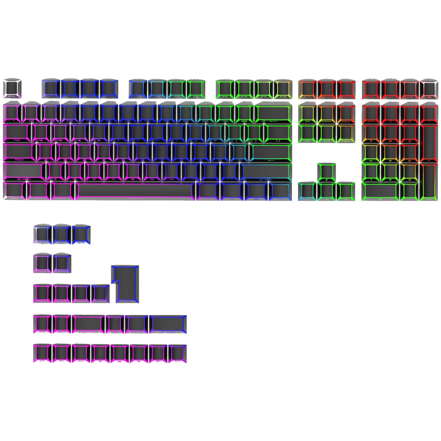 Fogruaden PBT Keycaps Set, Cherry Profile Side Print Keycap for Mechanical Keyboard Keycaps(ZheYing-Black)