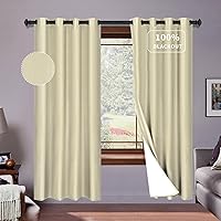 Vista 1 de PureFit Linen 100% Blackout Curtains 84 Inch Length 2 Panels Set Room Darkening Thermal Insulated Window Curtain Drapes for Bedroom Nursery with