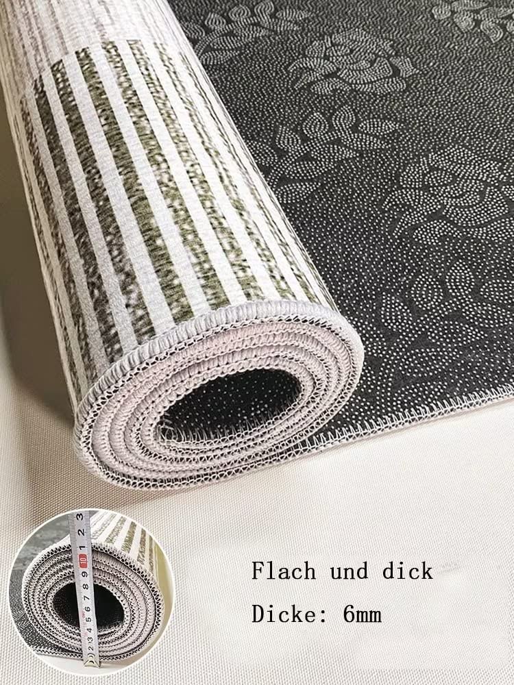 Abstrakte Teppich Läufer Lang Flur Küche rutschfest Waschbar Teppichmattent 70X240cm Schwarz Weiß Vintage Küchenläufer Meterware Esszimmer Schlafzimmer Wohnzimmer Schmutzfangmatte