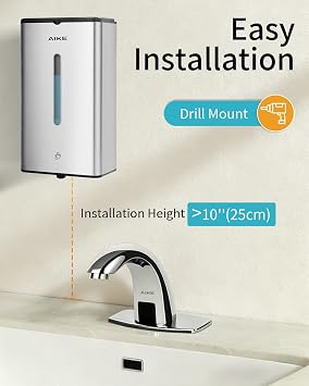 AIKE Automatic Foaming Soap Dispenser 33.8oz for Bathroom,Brushed AK1207FA