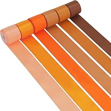 HUIHUANG Orange Ribbon 1-1/2" Burnt Orange/Terracotta/Torrid Orange/Tangerine/Peach/Brown Satin Ribbons for Fall Wedding Flower Bouquet Hair Bows Gift Wrap and Crafts- 6 Rolls, Total 30 Yards